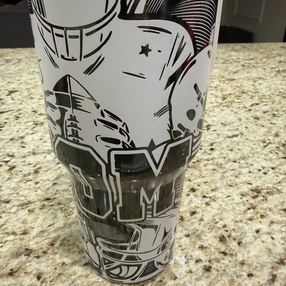 Football Mom  Black With Handle Drink Through Lid, 40oz